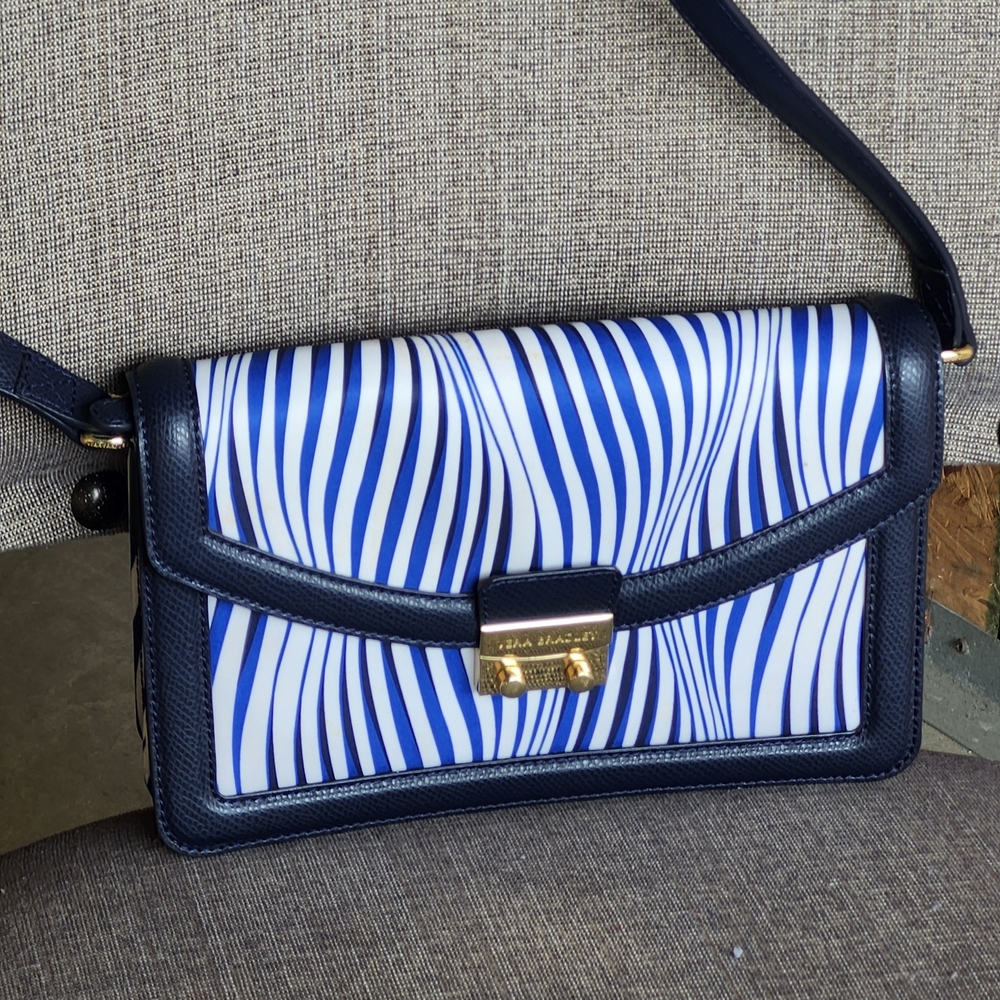 Vera Bradley Blue and White Wave Crossbody Bag